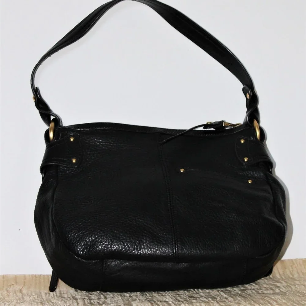 B. Makowsky Black Pebbled Leather Shoulder Bag - Picture 2 of 8